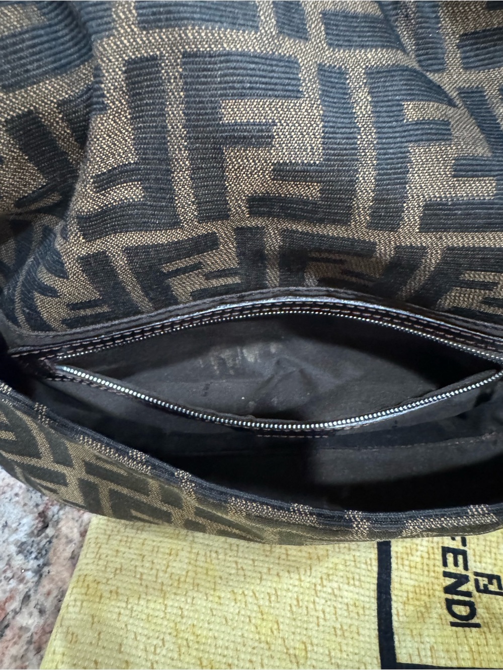 Fendi Brown Monogram Canvas Baguette Clutch with Silver Hardware - Picture 11 of 13